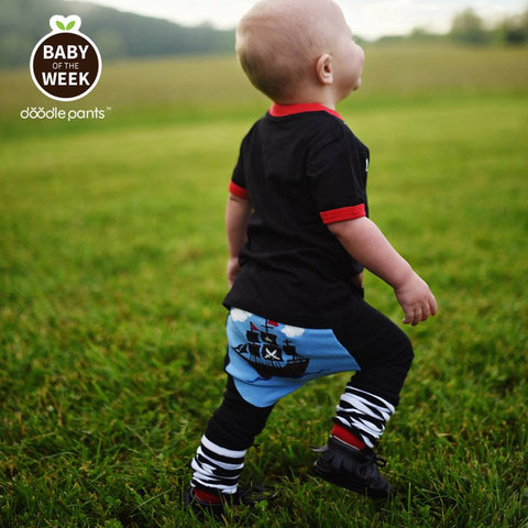 DOODLE PANTS Black Pirate Ship Leggings<BR/>海盜船緊身褲