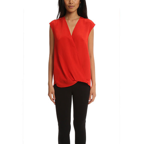 3.1 PHILLIP LIM Soft Draped Sleeveless Blouse<br/>交叉領雪紡背心 (紅)